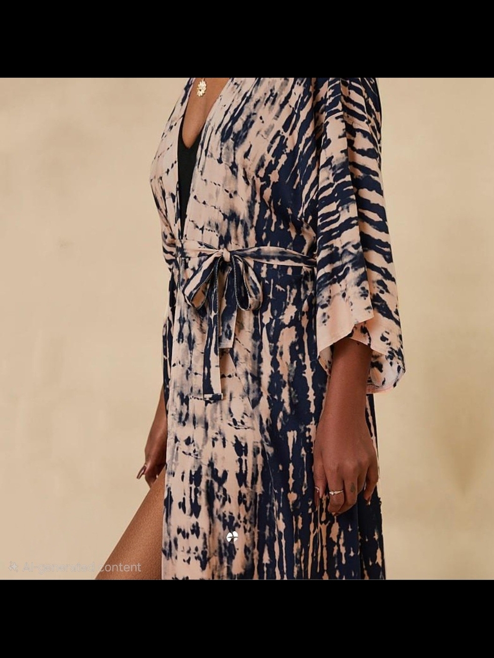 Tie-Dye Swim Coverup - Peach & Black